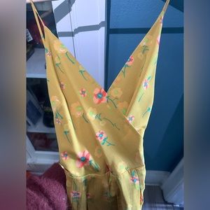 A New Day Yellow Floral Culotte Cropped Wide Leg Jumpsuit